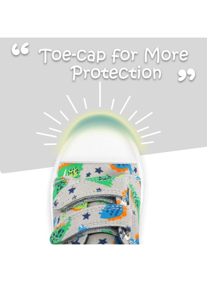 K KomForme Toddler Boys & Girls Shoes Kids Canvas Sneakers with Cartoon Dual Hook and Loops, Stegosaurus Dinosaur, 7 Toddler - Image 5