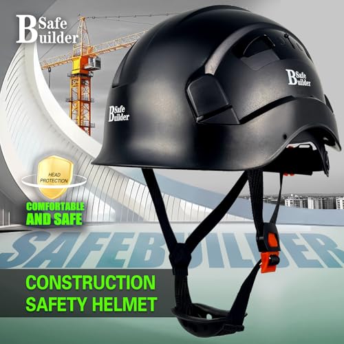 SAFEBUILDER Industrial Safety Helmet with Build-in Visor ABS Hard Hat with Visor Adjustable Ventilation OSHA Approved Hardhats Construction Work Head Protection ANSI/ISEA Z89.1 (Black Hard Hat Only) - Image 4