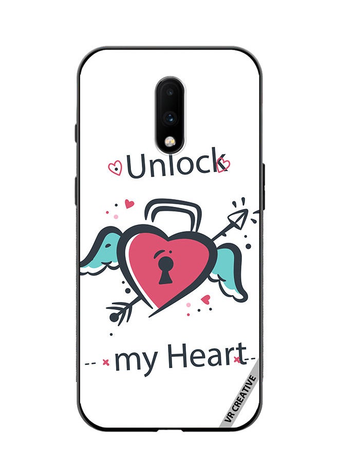 Protective Case Cover For OnePlus 7 Unlock My Heart Design Multicolour