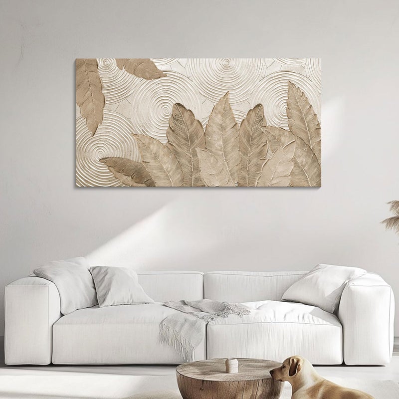 AJAZIKO Minimalist & Modern Art for Bedroom Decor Framed Abstract Artwork for Walls Neutral & Contemporary Beige Wall art - Artwork for Living Room and Boho Style Large Abstract Wall Art 24Ã—48IN - Image 1