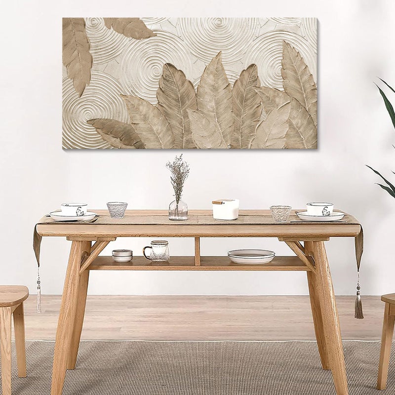 AJAZIKO Minimalist & Modern Art for Bedroom Decor Framed Abstract Artwork for Walls Neutral & Contemporary Beige Wall art - Artwork for Living Room and Boho Style Large Abstract Wall Art 24Ã—48IN - Image 3