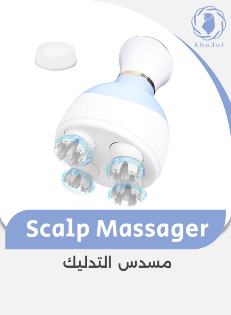KHAJUL Electric Scalp Massager with Four Spare Massage Heads for Headaches, Head Scratcher, Stress Relax, Hair Growth Gifts for Women Men (Blue) - Image 1