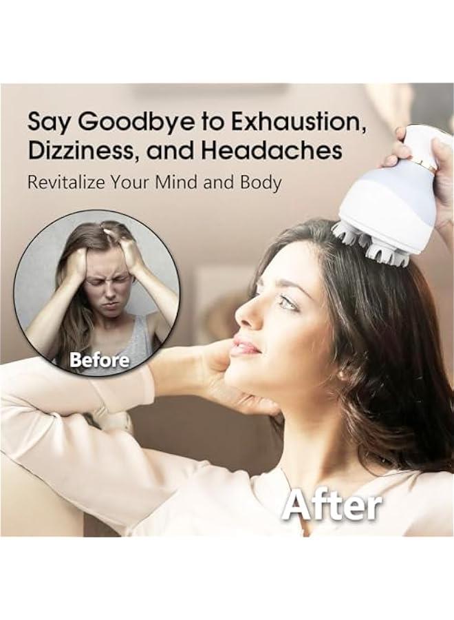 KHAJUL Electric Scalp Massager with Four Spare Massage Heads for Headaches, Head Scratcher, Stress Relax, Hair Growth Gifts for Women Men (Blue) - Image 4