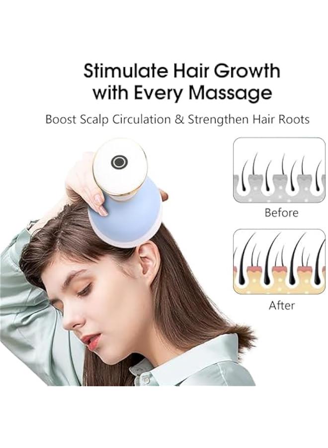 KHAJUL Electric Scalp Massager with Four Spare Massage Heads for Headaches, Head Scratcher, Stress Relax, Hair Growth Gifts for Women Men (Blue) - Image 5