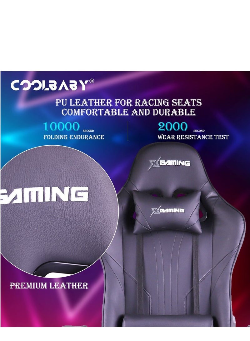 Cool Baby Gaming Chair Ergonomic Office Massage Chair,180° Recliner System,2D Adjustable Arm-Rest With Massage and Bluetooth Speaker and Footrest - Image 4