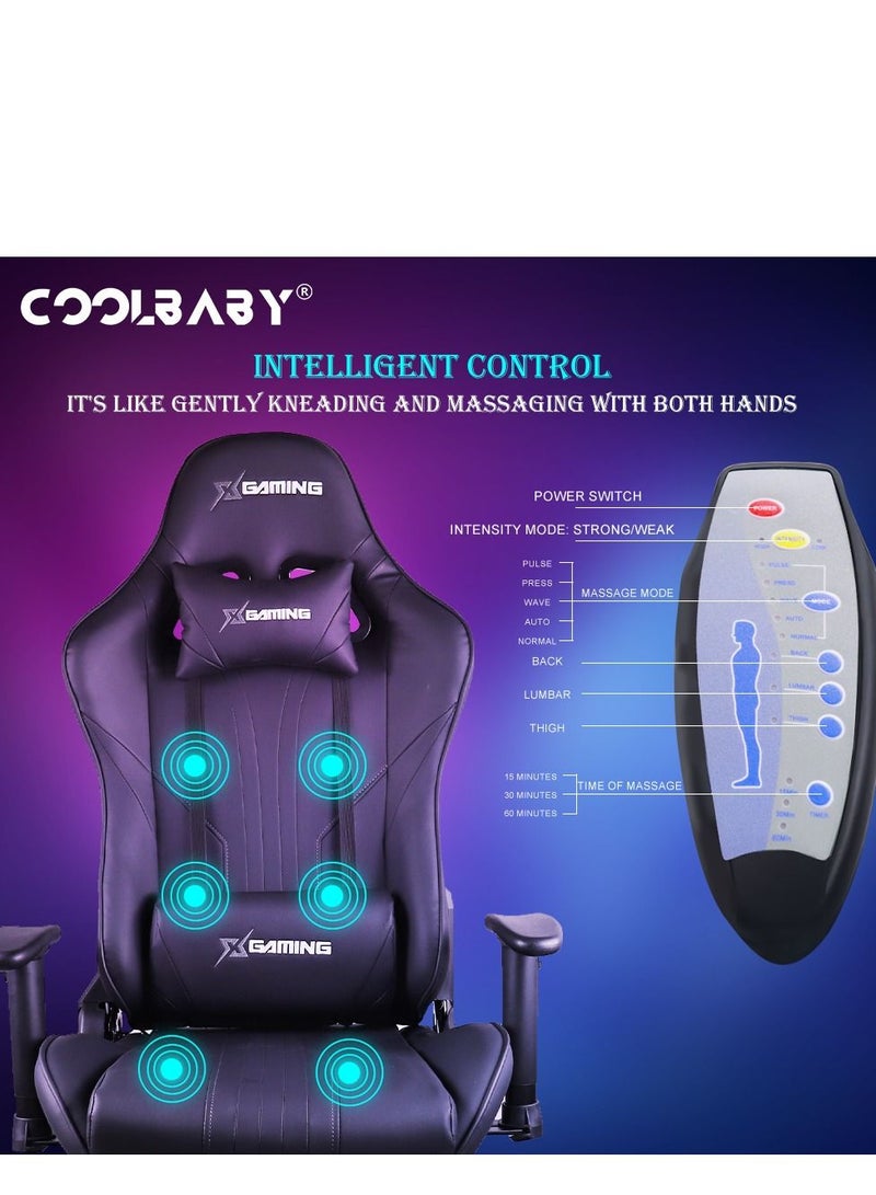 Cool Baby Gaming Chair Ergonomic Office Massage Chair,180° Recliner System,2D Adjustable Arm-Rest With Massage and Bluetooth Speaker and Footrest - Image 2