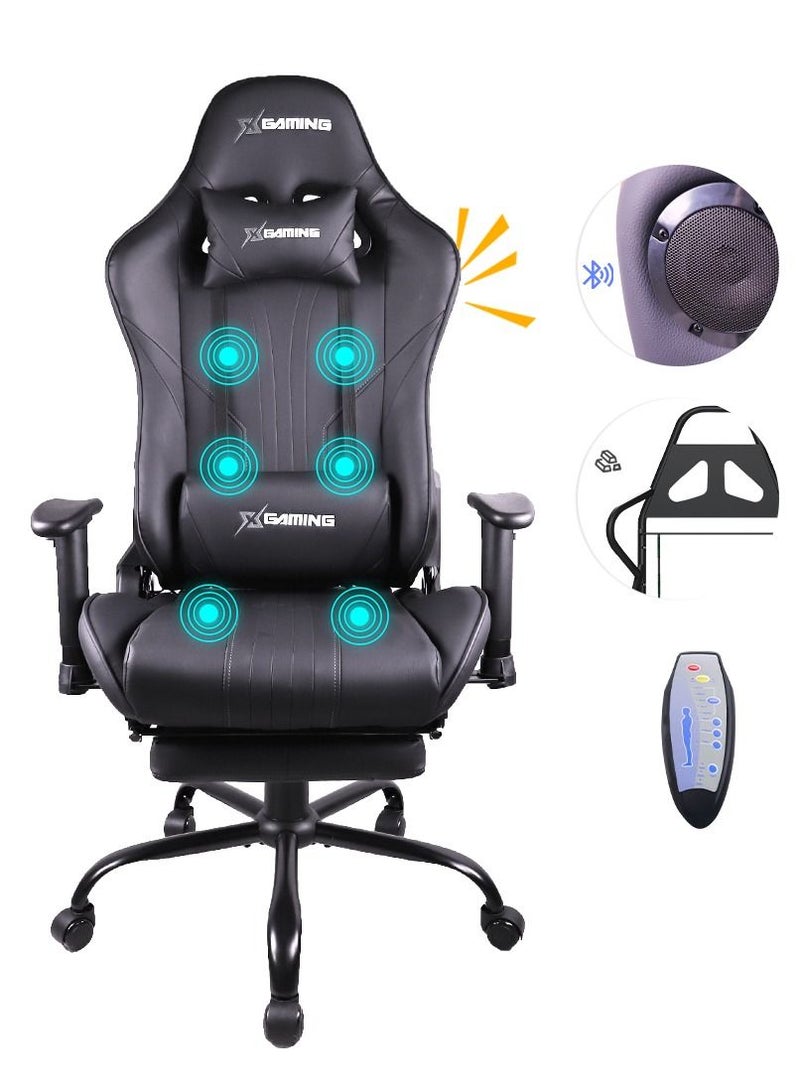 Cool Baby Gaming Chair Ergonomic Office Massage Chair,180° Recliner System,2D Adjustable Arm-Rest With Massage and Bluetooth Speaker and Footrest - Image 1