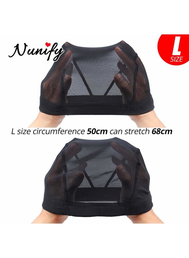 Nunify Breathable Mesh Dome Caps For Wigs Making, Glueless Spandex Wig Cap Hair Weaveing Net With Width Elastic Wig BandsNunify Breathable Mesh Dome Caps For Wigs Making, Glueless Spandex Wig Cap Hair - Image 3