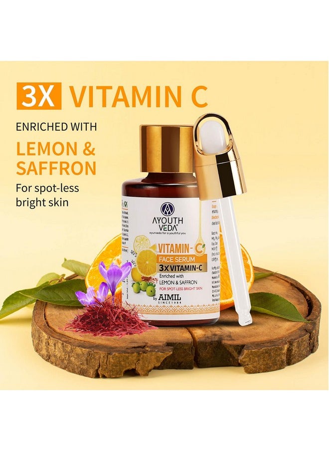 AYOUTHVEDA Vitamin-C Face Serum Enriched With Lemon & Saffron For Spot Less & Blemish Free Skin 30Ml  - Image 2