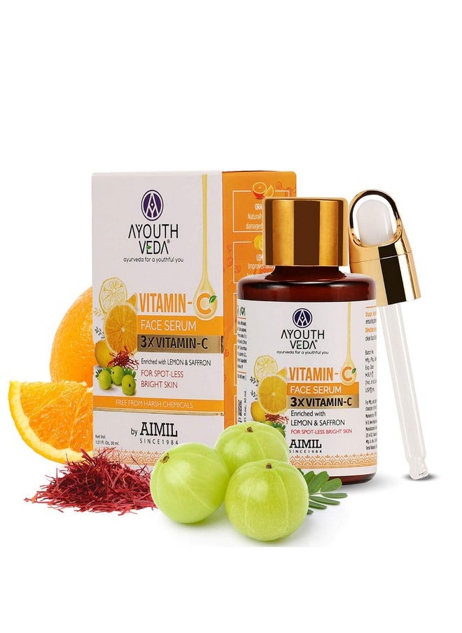 AYOUTHVEDA Vitamin-C Face Serum Enriched With Lemon & Saffron For Spot Less & Blemish Free Skin 30Ml  - Image 1
