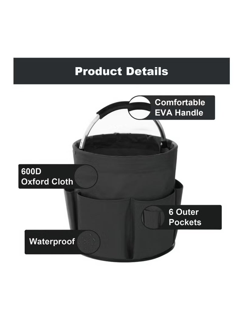 Cleaning Caddy with Handle, Cleaning Products Organiser, 17L Foldable Storage Basket, Cleaning Caddy Organiser, Portable Multi Cleaning Bucket Bag for Home, Garden (Black) - Image 5