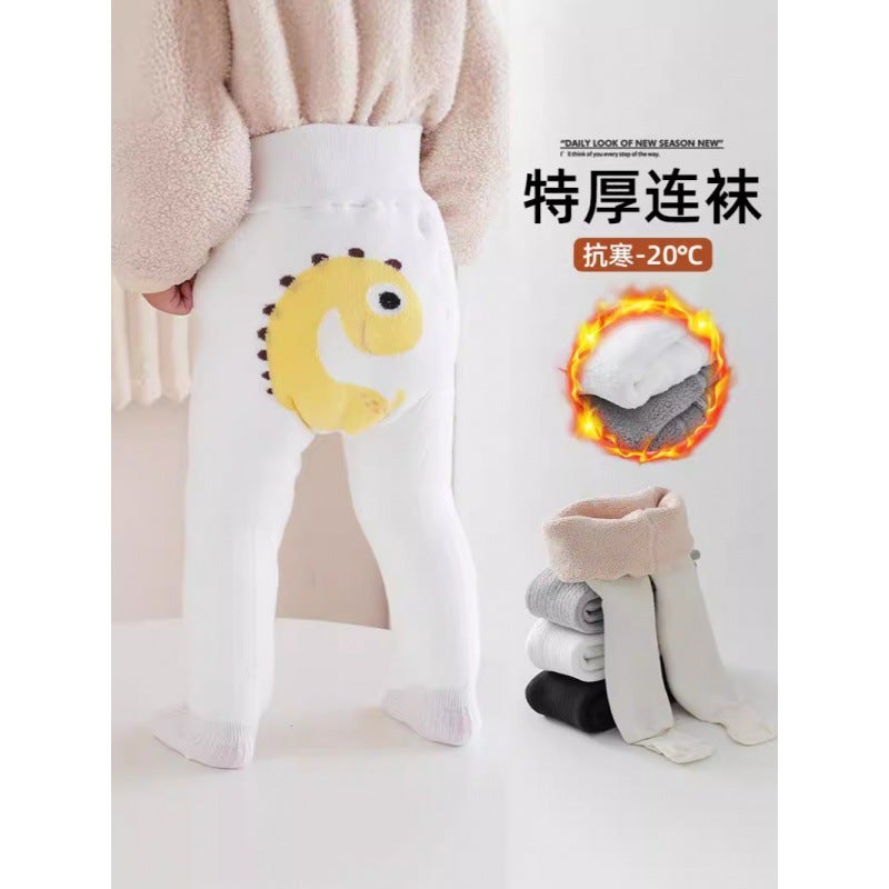 Baby Tights Winter Children'S Pantyhose Boys And Girls Diaper Wet Fleece-Lined Thick Cartoon Pp Pantyhose - Image 3