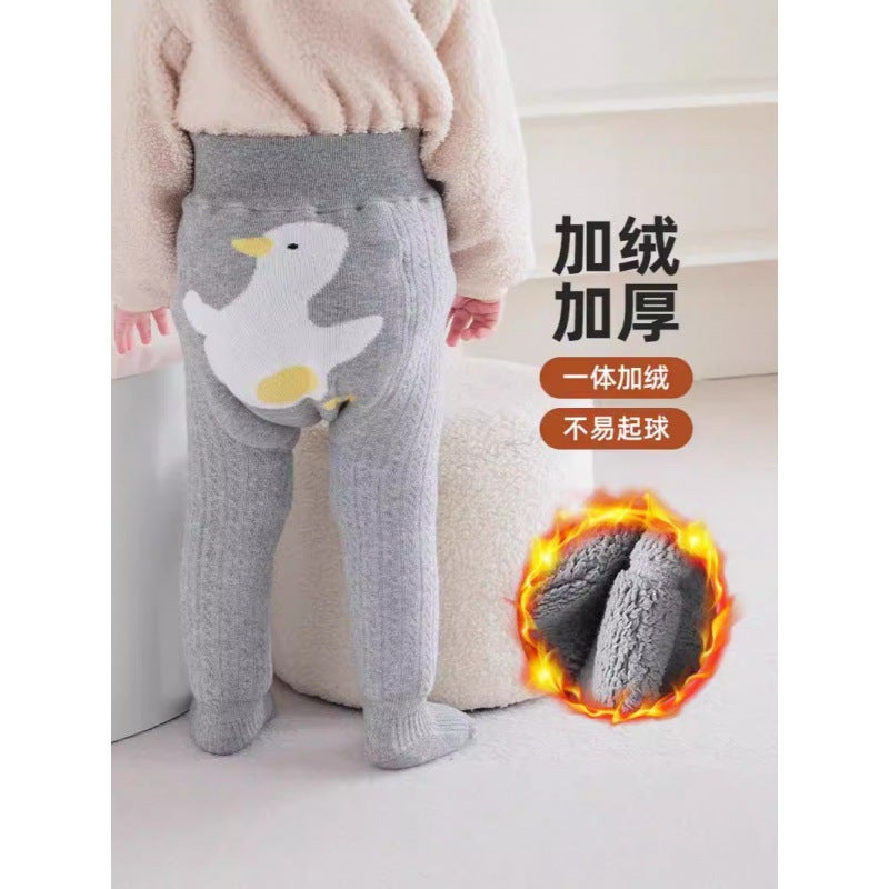 Baby Tights Winter Children'S Pantyhose Boys And Girls Diaper Wet Fleece-Lined Thick Cartoon Pp Pantyhose - Image 4