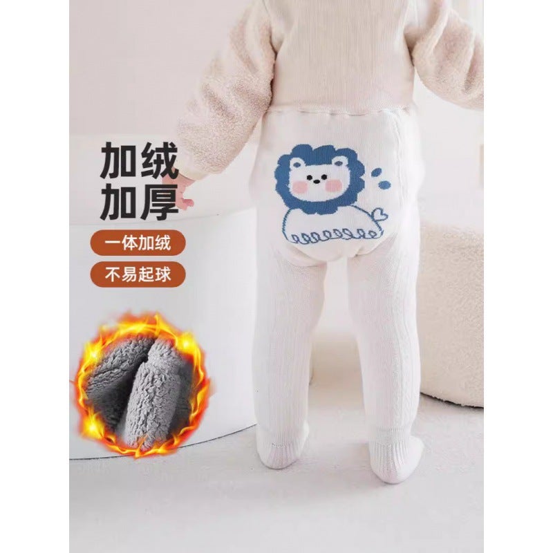 Baby Tights Winter Children'S Pantyhose Boys And Girls Diaper Wet Fleece-Lined Thick Cartoon Pp Pantyhose - Image 2