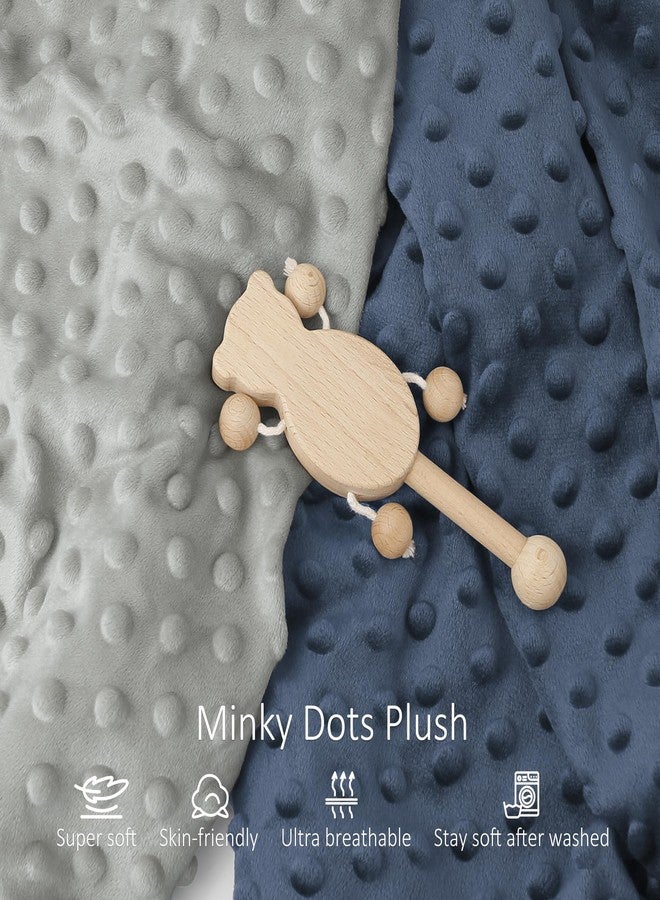 Susurration 2Pack Changing Pad Covers Super Soft Minky Dots Plush Changing Table Covers 33x17x7in Breathable Changing Pad Sheets for Unisex Baby Girls and Boys (Grey&Blue) - Image 2