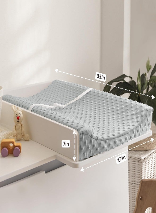 Susurration 2Pack Changing Pad Covers Super Soft Minky Dots Plush Changing Table Covers 33x17x7in Breathable Changing Pad Sheets for Unisex Baby Girls and Boys (Grey&Blue) - Image 5