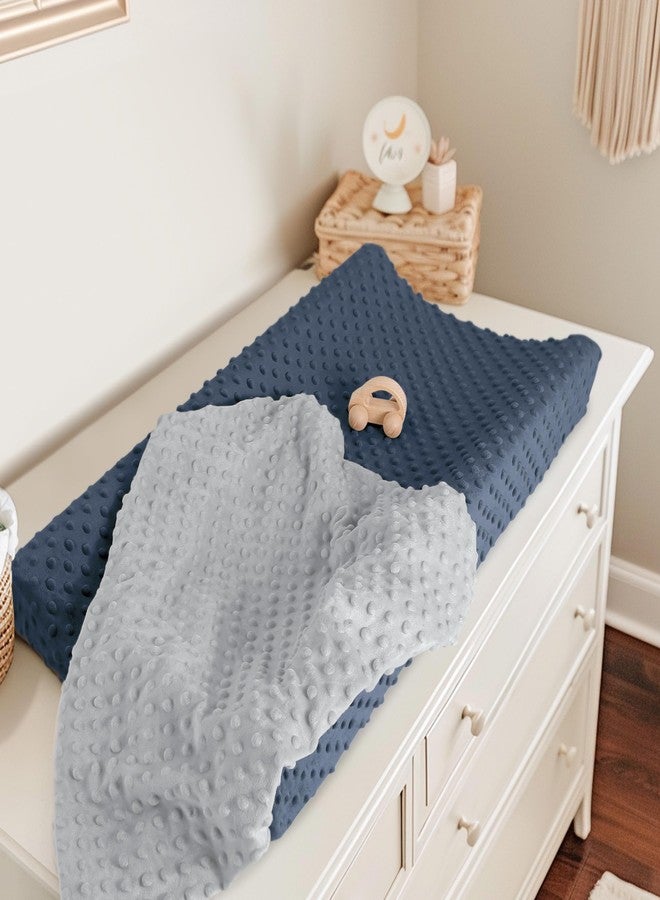 Susurration 2Pack Changing Pad Covers Super Soft Minky Dots Plush Changing Table Covers 33x17x7in Breathable Changing Pad Sheets for Unisex Baby Girls and Boys (Grey&Blue) - Image 4