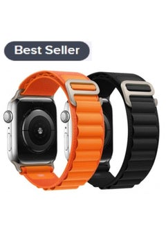 Chabeia 2Pack Alpine Loop Compatible With Apple Watch Band 41mm 40mm 38mm S10-42mm, Women Men Nylon Sport Loop Strap with Titanium G‑Hook for iWatch Utral Series 10 8 7 6 5 4 3 2 1 SE Black/Orange  - Image 1