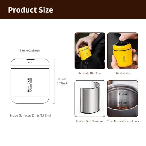 watchget Portable Mini Airtight Coffee Canister for 1cup Stainless Steel Coffee Bean Storage with CO2 Releasing Valves Compact and TravelFriendly Container for 1oz30g Beans Grounds Green - Image 3