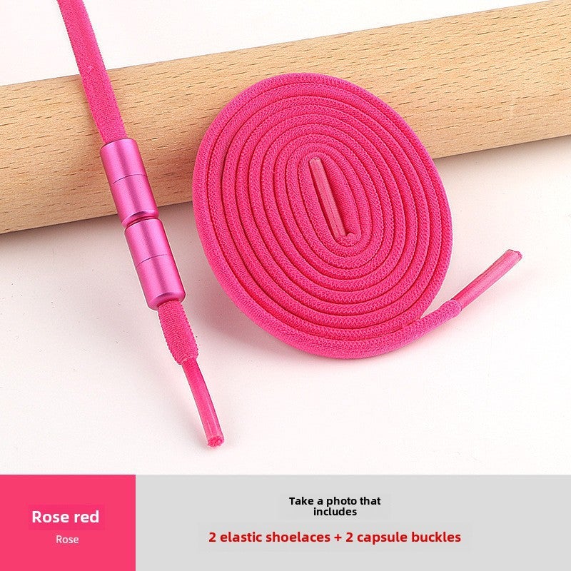 إسكدنيا Elastic No-Tie Shoelaces Colorful Metal Capsule Kids Rose Red