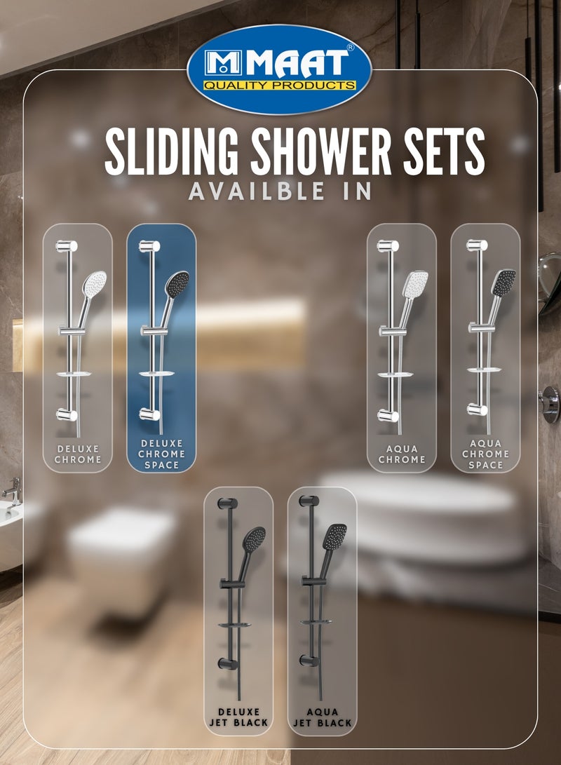 MAAT Deluxe Chrome Space Sliding Shower Set | Compact Adjustable Rail | Premium Turkish Chrome Finish | Modern Bathroom Upgrade  - Image 5