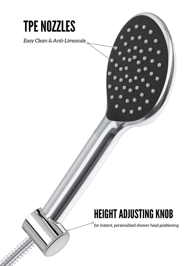 MAAT Deluxe Chrome Space Sliding Shower Set | Compact Adjustable Rail | Premium Turkish Chrome Finish | Modern Bathroom Upgrade  - Image 3