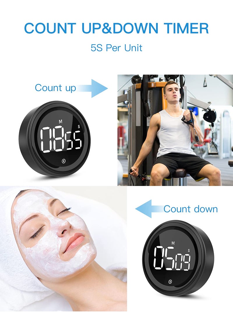 LIORQUE Timers, Digital Kitchen Timer Magnetic Countdown Countup Timer with Large LED Display, LIORQUE Timer for Classroom Cooking Fitness, Easy for Kids and Seniors  - Image 3