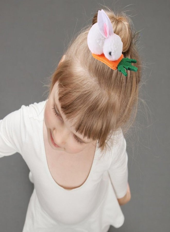 Jacnkb 2 Pcs Easter Bunny Hair Clips Plush Rabbit Barrettes with Carrot Cute Rabbit Ear Hairpin White Bunny Hairgrips Fluffy Hair Clips for Toddlers Girl Hair Accessories for Easter Holiday Party Decoration - Image 5