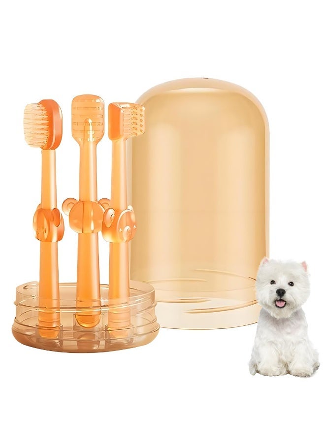 3-Piece Small Dog and Cat Toothbrush Set with Storage Box, Soft Silicone Cat and Dog Toothbrush Set, Pet Toothbrush Tongue Cleaner | Easy to Use | Deep Cleaning for Small Dog Teeth - Image 1