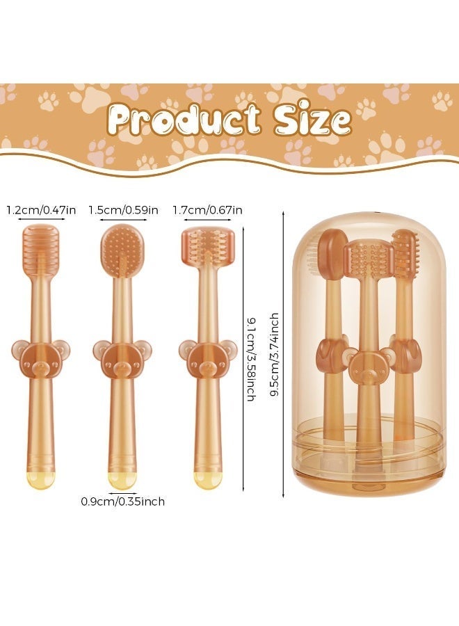 3-Piece Small Dog and Cat Toothbrush Set with Storage Box, Soft Silicone Cat and Dog Toothbrush Set, Pet Toothbrush Tongue Cleaner | Easy to Use | Deep Cleaning for Small Dog Teeth - Image 2
