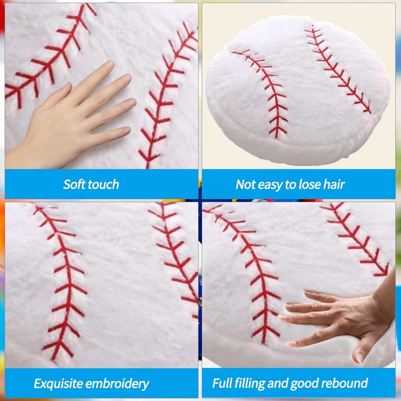 OPHRBU Baseball Sports Pillow Fluffy Soft Throw Pillow Toy ï¼Œ14" Durable Sport Baseball Plush Toys,Plush Toys Gift for Kids Boy Girls Children Room Decoration - Image 2
