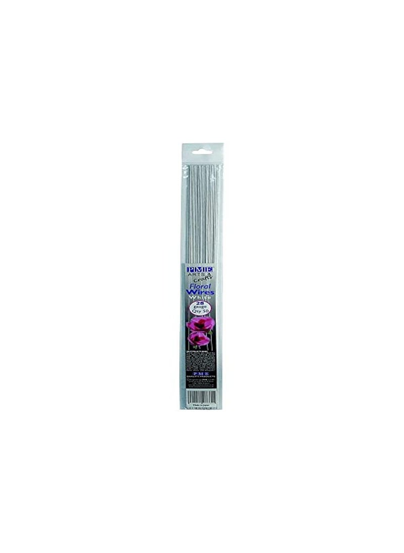 PME PME Sugarcraft Floral Wires White 28 Gauge 14 Inches Long Pack of 50 