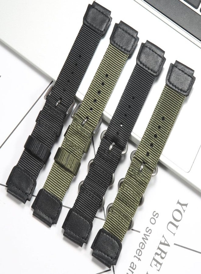 MCXGL 18mm Nylon Watch Strap Compatible with Casio A158WA F108WH A168WA-1 AE1200WH W800HG MRW200H W735H AE-1300WH Replacement band Leather Bracelet (Black with black Metal ring) - Image 5