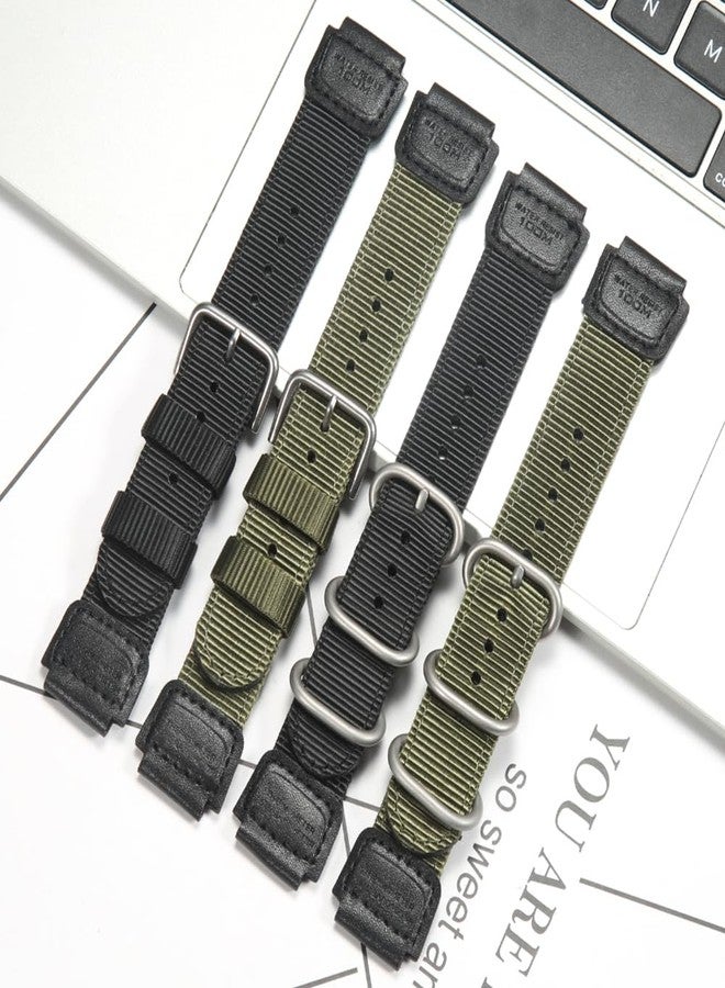MCXGL 18mm Nylon Watch Strap Compatible with Casio A158WA F108WH A168WA-1 AE1200WH W800HG MRW200H W735H AE-1300WH Replacement band Leather Bracelet (Black with black Metal ring) - Image 4