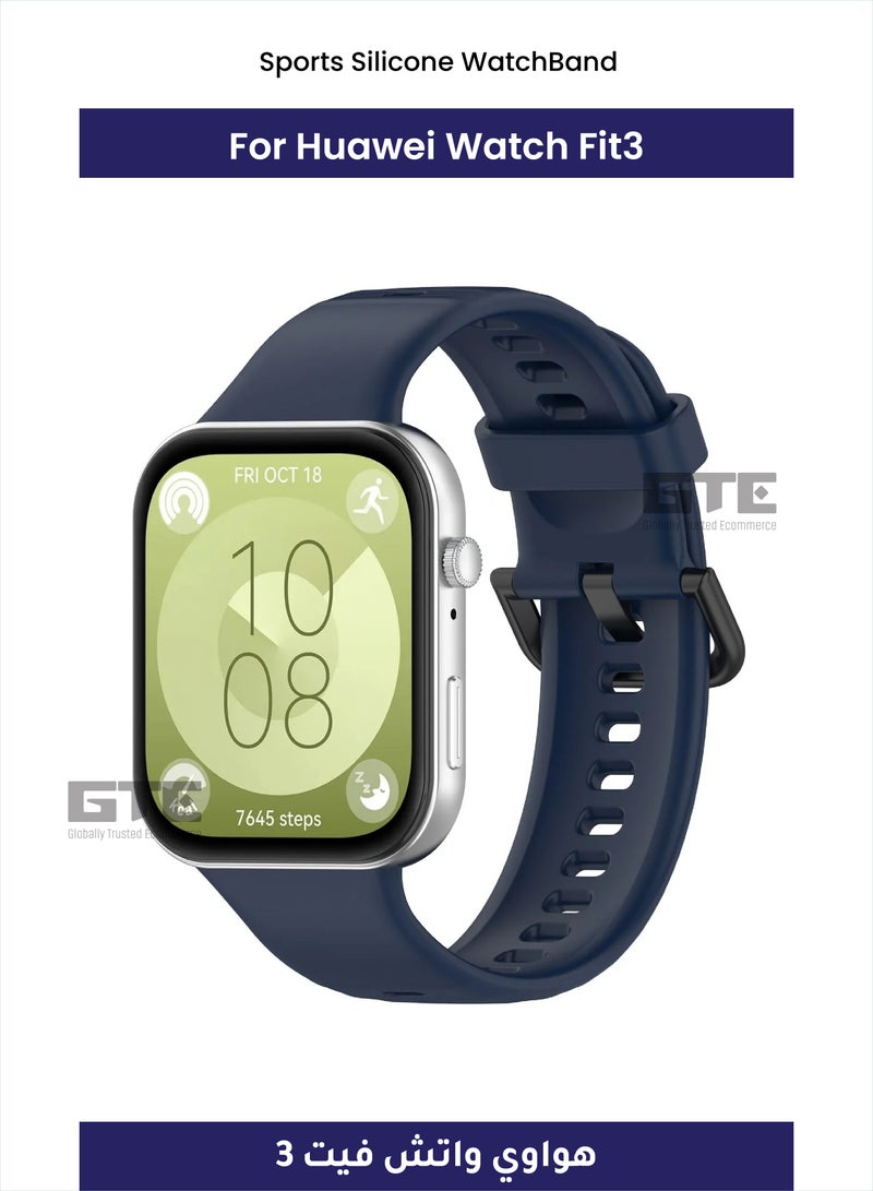 Sports Silicone WatchBand For Huawei Watch Fit3-Navy Blue