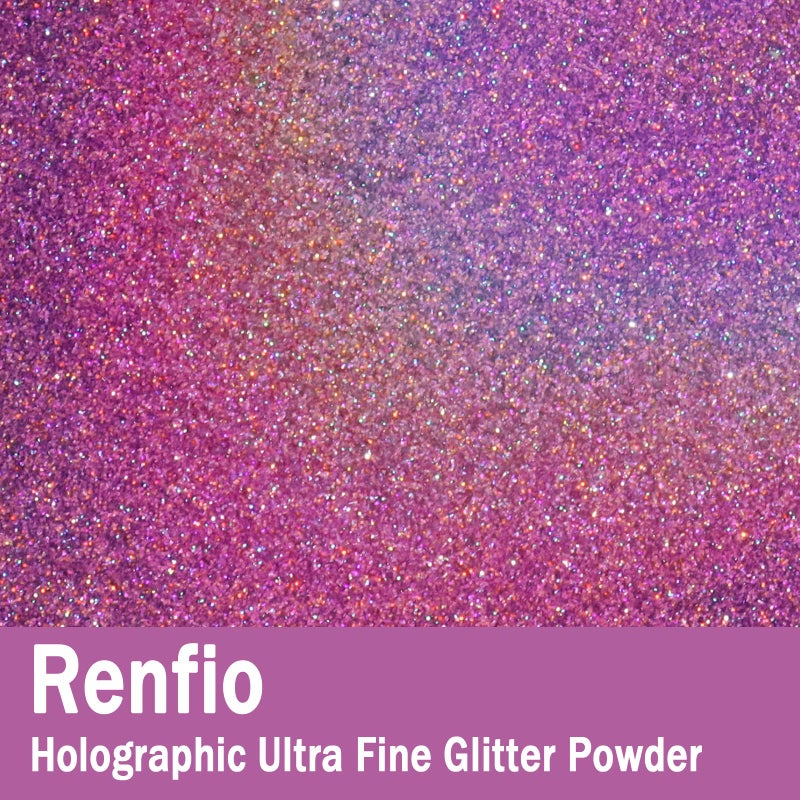 Renfio Holographic Ultra Fine Glitter Powder Metallic Resin Glitter 2.11 Oz (60g) PET Flakes Crafts Sequins 1/128" 0.008" 0.2mm Epoxy Chips Flakes for Roses Tumblers Slime - Laser Pinkish - Image 2