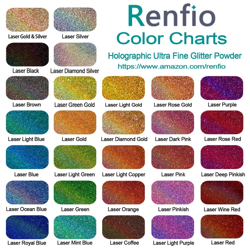 Renfio Holographic Ultra Fine Glitter Powder Metallic Resin Glitter 2.11 Oz (60g) PET Flakes Crafts Sequins 1/128" 0.008" 0.2mm Epoxy Chips Flakes for Roses Tumblers Slime - Laser Pinkish - Image 3