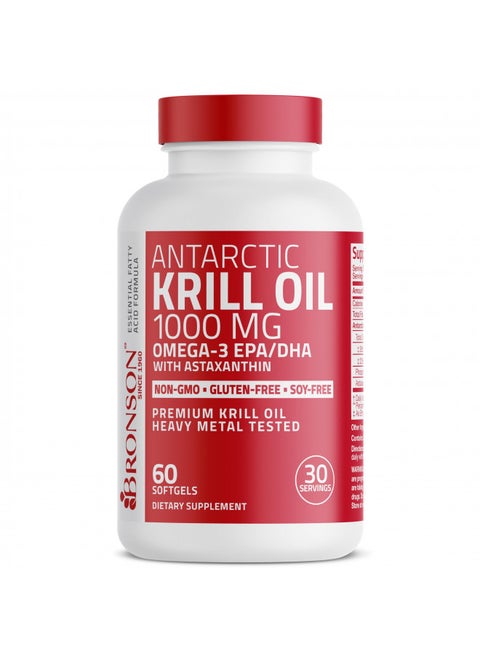 Bronson Antarctic Krill Oil 1000 mg with Omega-3s EPA, DHA, Astaxanthin and Phospholipids 60 Softgels