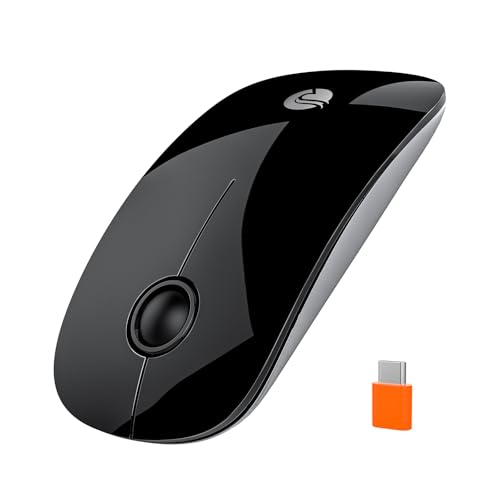RAPIQUE R306C USB C Wireless Mouse, Type-C 2.4GHz Portable Computer Mouse, Silent Click, Ultra-Slim, 3 DPI Levels, 480 Hours Battery Life, for USB-C Laptops, MacBook, iPad, Tablet, Android – Black - Image 1