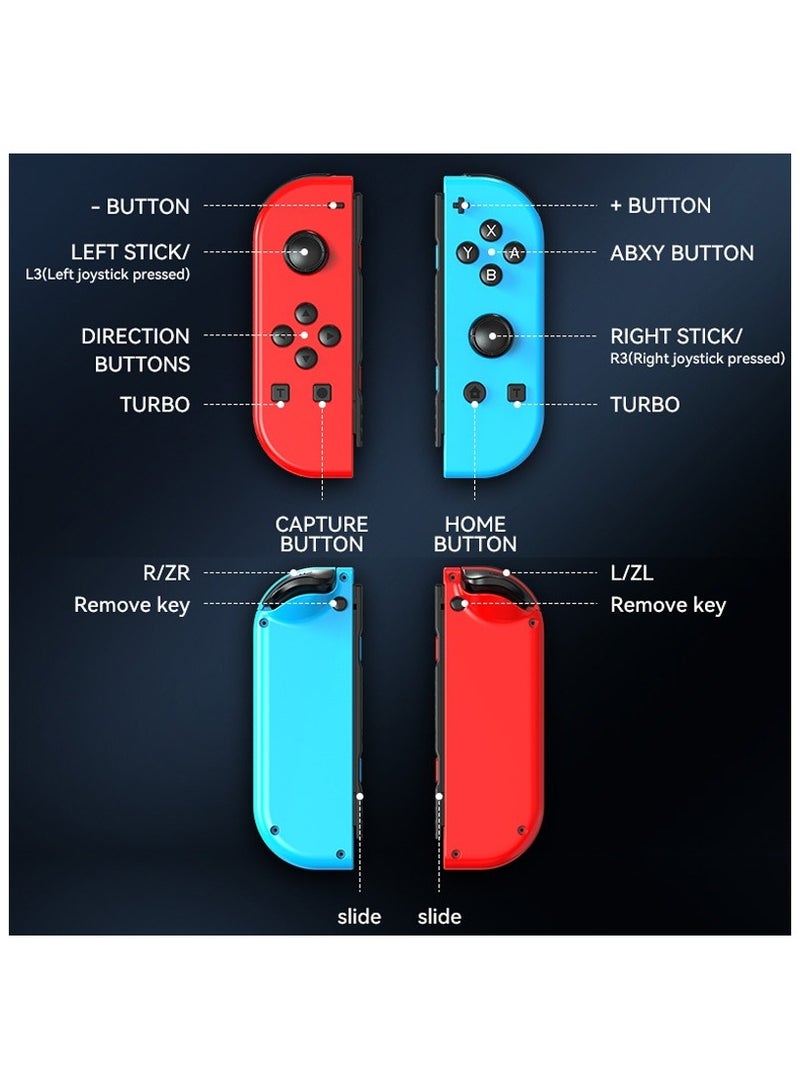 وحدة تحكم Joy Cons اللاسلكية لجهاز Nintendo Switch، وحدات تحكم بديلة يمين/يسار متوافقة مع Nintendo Switch/Lite/OLED، عصا تحكم مع وظيفة الاستيقاظ/لقطة شاشة/اهتزاز مزدوج/تحكم في الحركة - Image 3