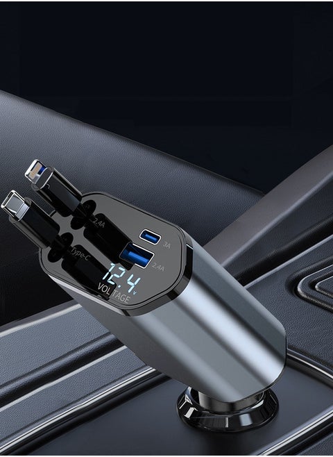 12/24V 120W Fast Car Charger with Retractable Charging Cable Fast Car Power Adapter PD20W for iPhone Type C 40W Car Bluetooth USB Charger Plug with iPhone,Samsung,Galaxy,Huawei,Xiaomi