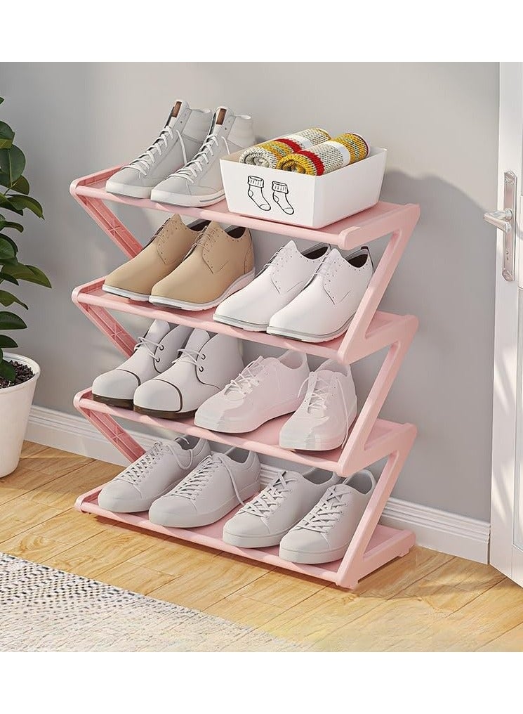LINGWEI 4-Tier Compact Shoe Rack Slim, Tool-Free Assembly Steel & Plastic - Image 1
