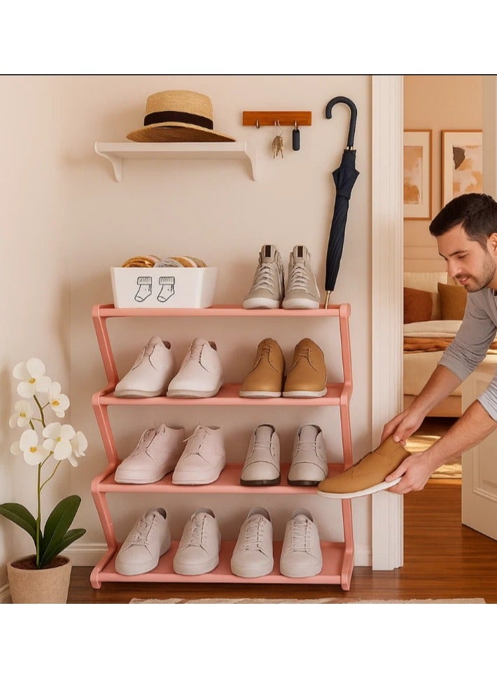 LINGWEI 4-Tier Compact Shoe Rack Slim, Tool-Free Assembly Steel & Plastic - Image 5