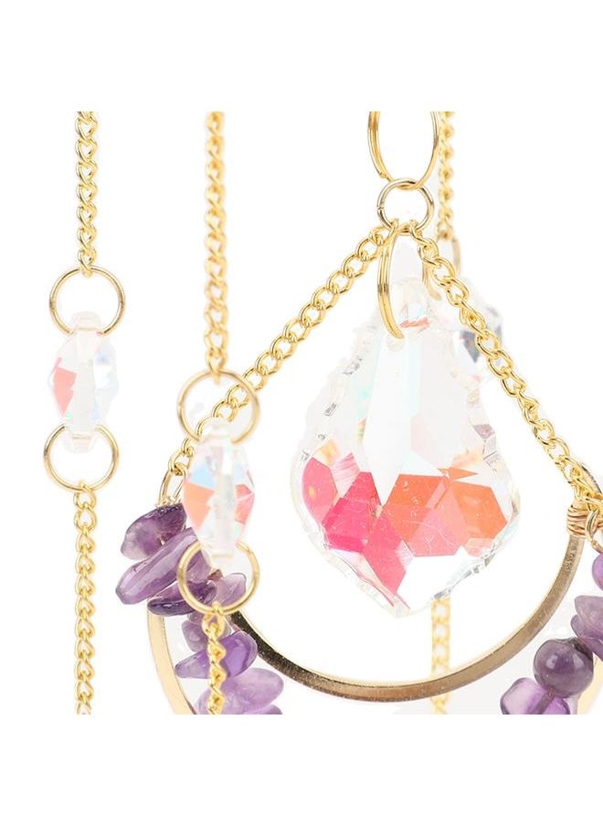 NIBEMINENT - Sun Moon Wind Chimes Colorful Crystal Hanging Pendant Porch Decoration for Home Garden Party Wedding Engagement Amethyst - Image 1