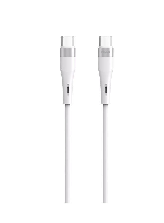 TELUX HYPERX USB-C to USB-C Charging Cable 1.2m, 60W PD Fast Charging, Silicone Coated, Broad Compatibility, 10000+ Bend Lifespan, 480Mbps Data Transfer, White - Image 1