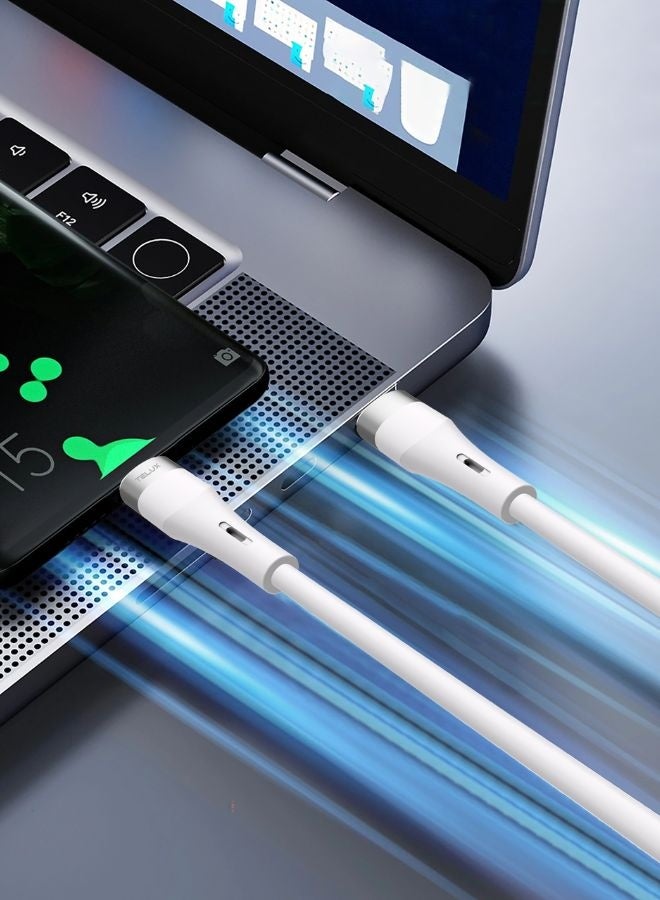 TELUX HYPERX USB-C to USB-C Charging Cable 1.2m, 60W PD Fast Charging, Silicone Coated, Broad Compatibility, 10000+ Bend Lifespan, 480Mbps Data Transfer, White - Image 3
