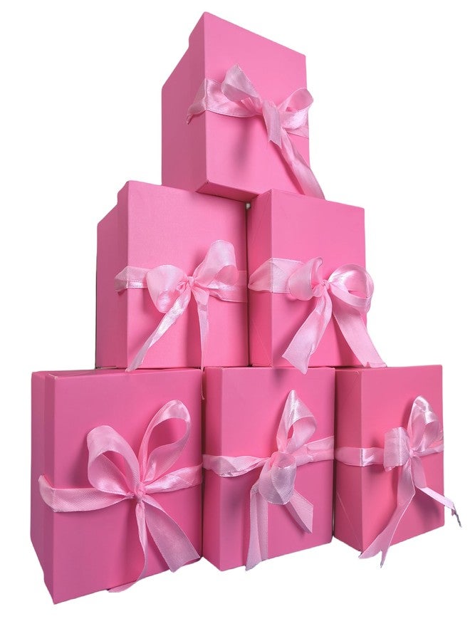 GP SUP 12 Pcs Christmas Gift Box with Lids,Pink Boxes for Presents Birthday Wedding Valentines Christmas & Party(Pink, 4”×4”×4”) - Image 1