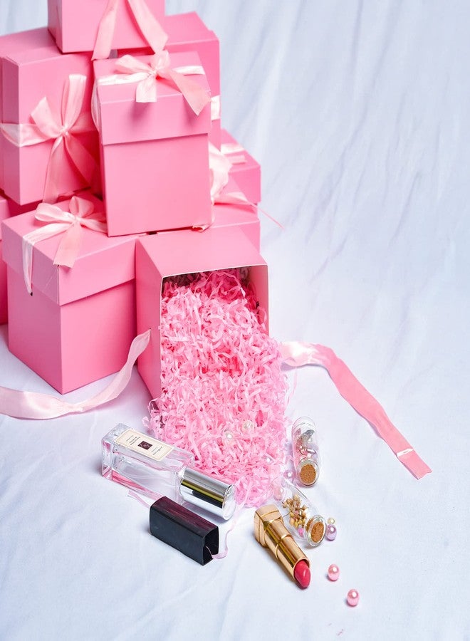 GP SUP 12 Pcs Christmas Gift Box with Lids,Pink Boxes for Presents Birthday Wedding Valentines Christmas & Party(Pink, 4”×4”×4”) - Image 2