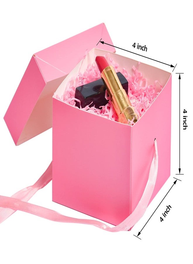 GP SUP 12 Pcs Christmas Gift Box with Lids,Pink Boxes for Presents Birthday Wedding Valentines Christmas & Party(Pink, 4”×4”×4”) - Image 3