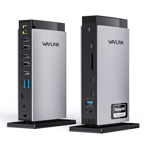WAVLINK USB C Docking Station with 3 HDMI 15 in 1 Laptop Dock Triple Monitor 4KDual 2K 100W Charging for M1 M2 M3 Mac and Windows 5 USB Ports 2DP 1Gbps Ethernet Port AudioMic SDTF - Image 1